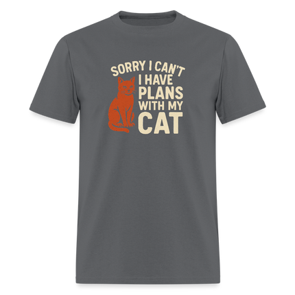 Plans with my Cat T-Shirt - charcoal