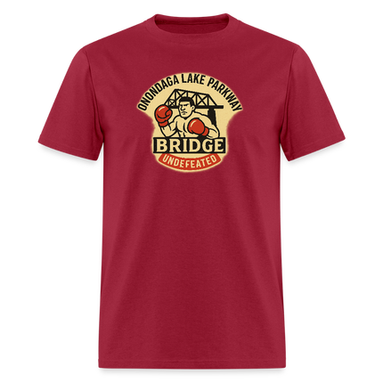 Onondaga Lake Parkway Bridge Undefeated T-Shirt - dark red
