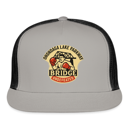 Onondaga Lake Parkway Bridge Undefeated Trucker Hat - gray/black